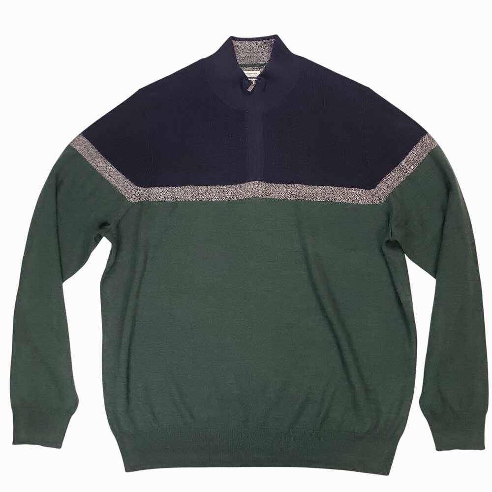 Joseph Abboud Softest Colorblock Stripe Quarter Zip Sweater Mens 2XLT
